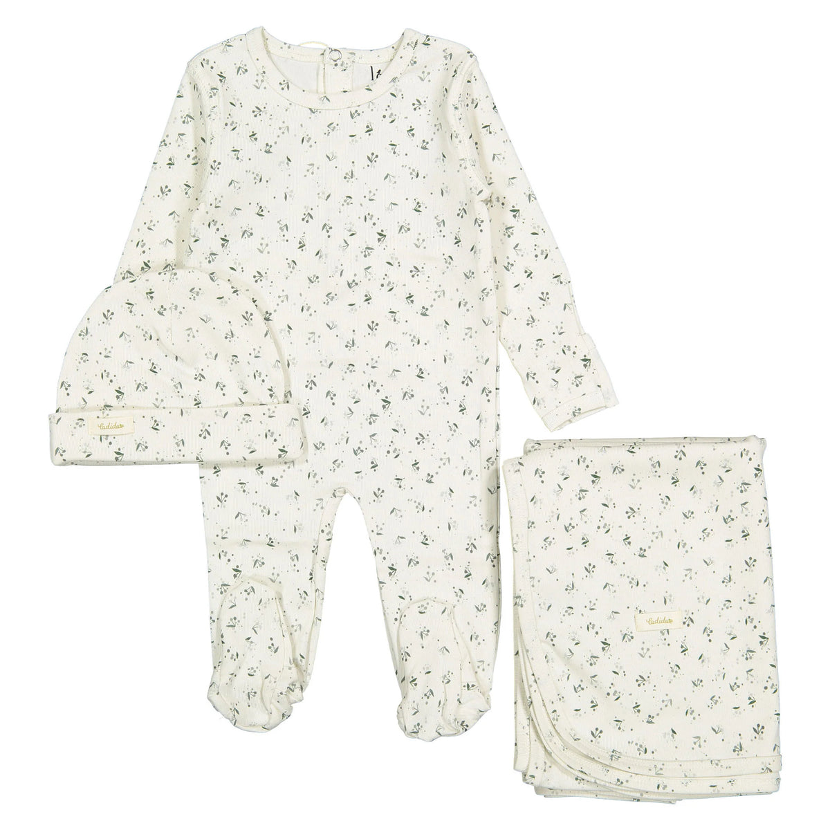 Cherry Scallop Layette Set-Cream/Blue