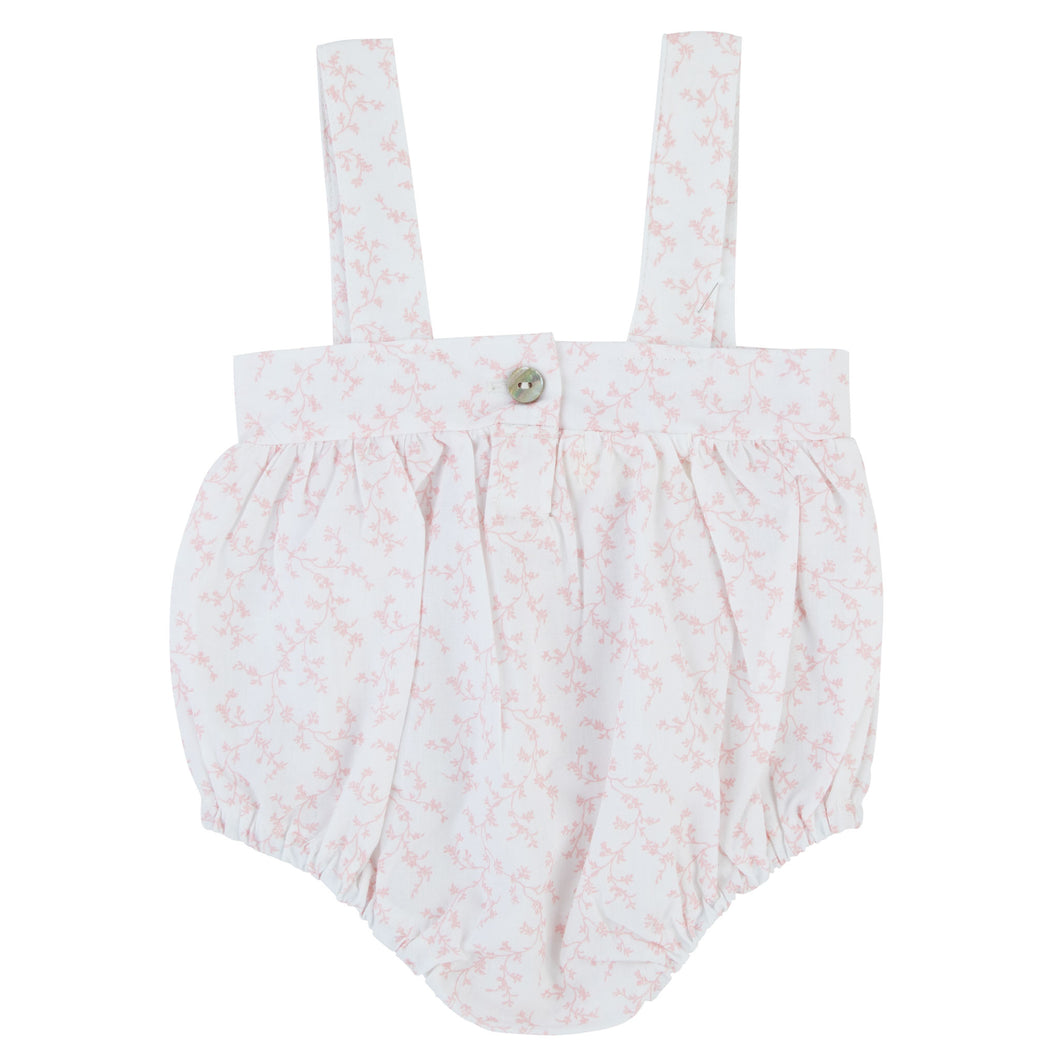 Waffle floral romper - pink