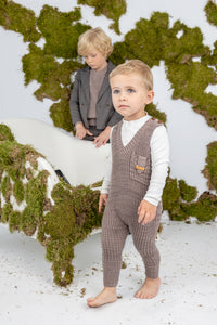 Pocket flap detail baby romper - Taupe BBK418