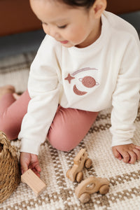 Velour celestial 2 pc set - Ivory with pink