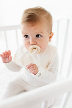 Load image into Gallery viewer, Organic cotton wide rib embroidered paci clip - Ivory/pink
