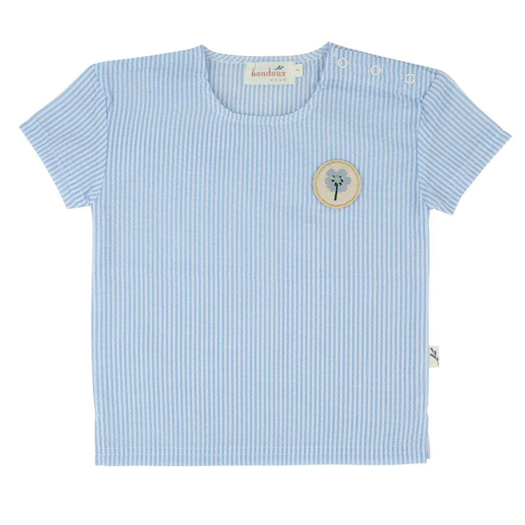 Seersucker Top - Short Sleeves - Blue