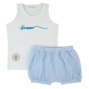 Seersucker Toddler Boy 2 Piece - Blue & White