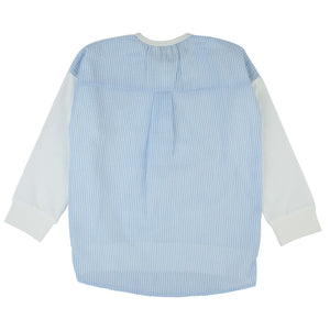 Seersucker top - long sleeves - white/blue