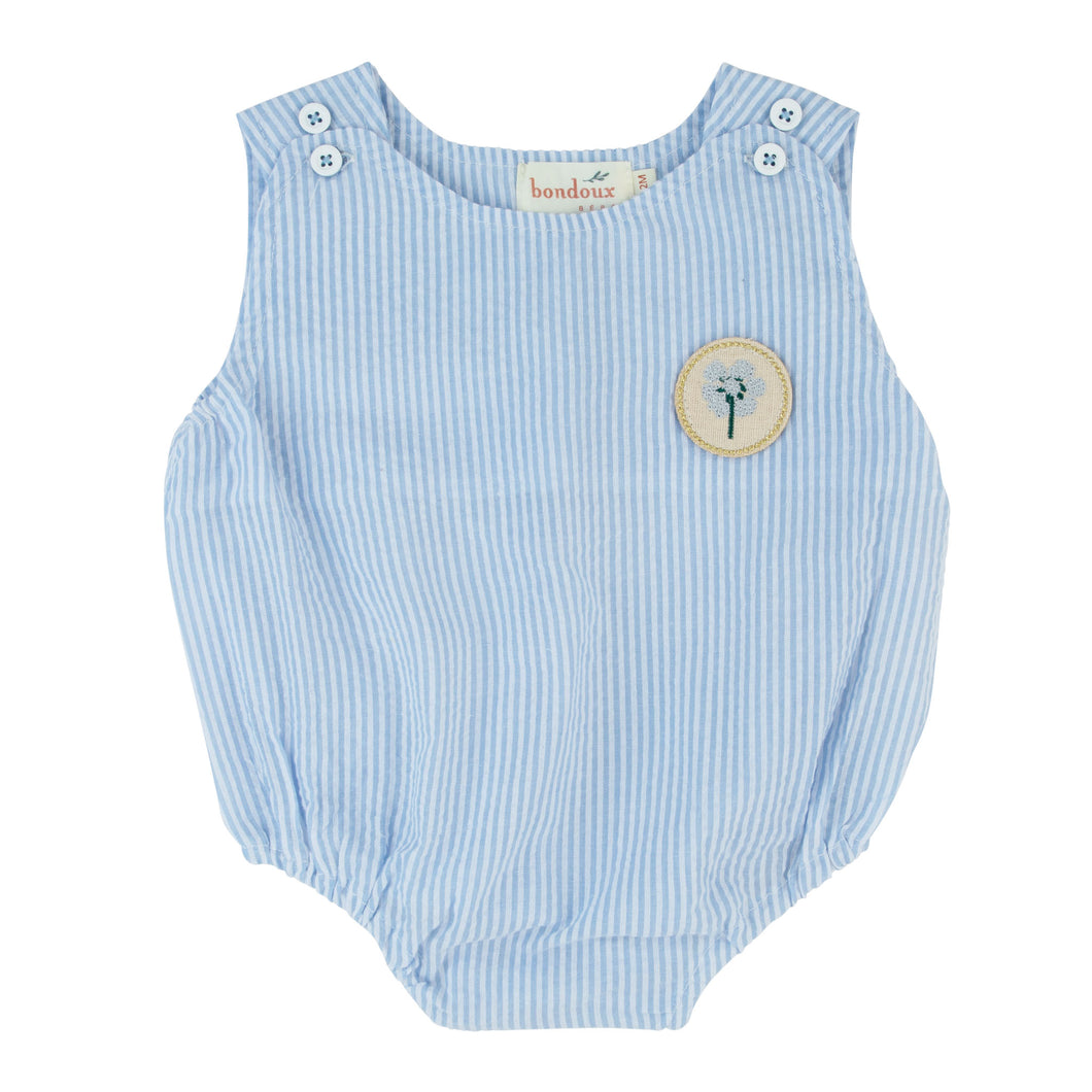 Seersucker romper - blue boys