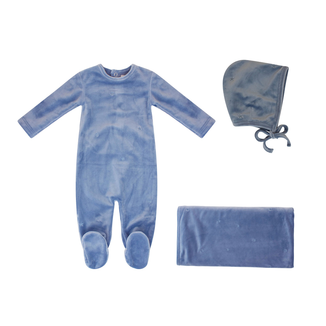 Embroidered star layette set - Blue TD2803