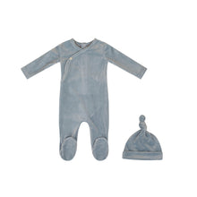 Load image into Gallery viewer, Rib wrap footie and beanie - Blue TD2819
