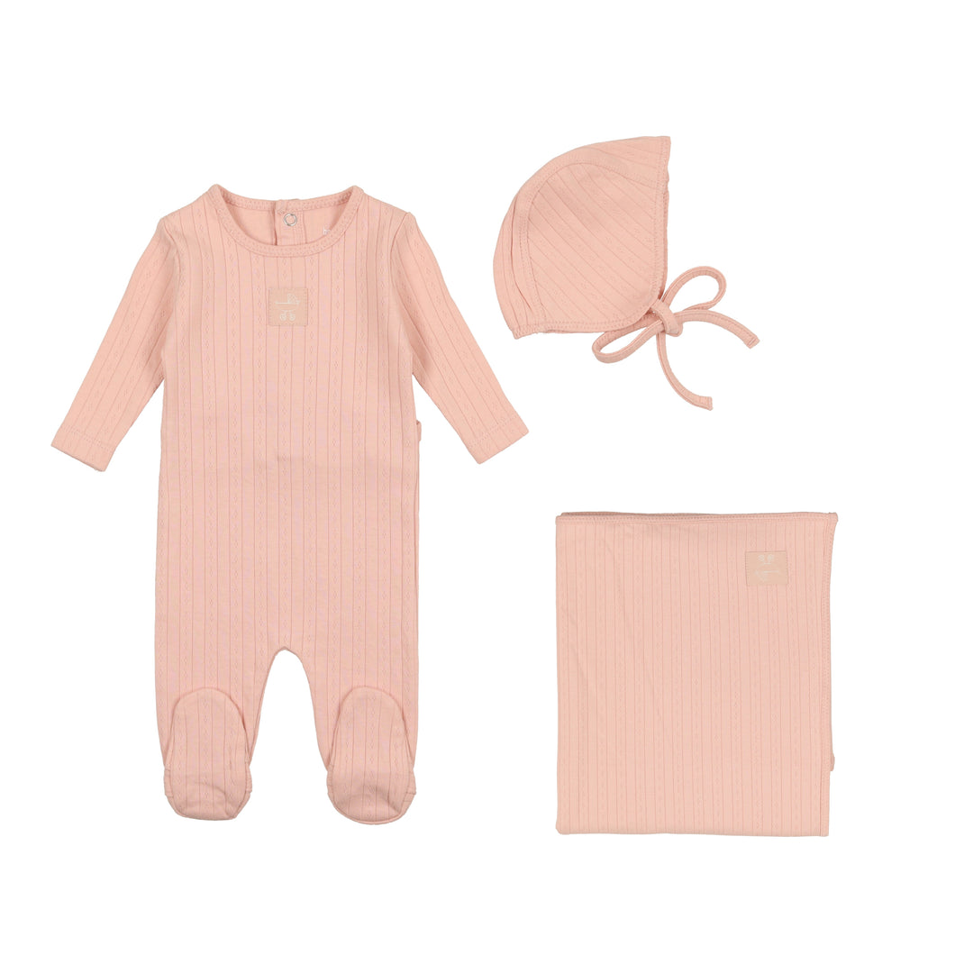 Classic pointelle layette set - Dusty pink