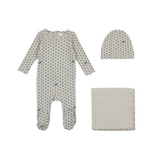 Load image into Gallery viewer, Ribbed star layette set - cloud/navy

