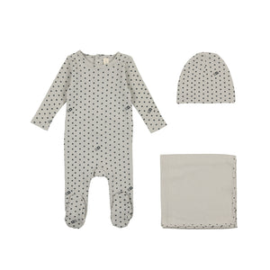 Ribbed star layette set - cloud/navy