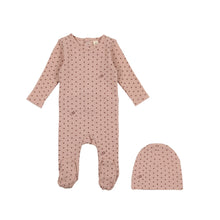 Load image into Gallery viewer, Ribbed star footie and beanie - Pink/rose
