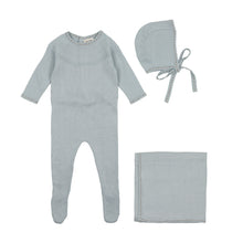 Load image into Gallery viewer, Contrast stitch knit layette set - Sky blue
