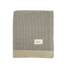 Load image into Gallery viewer, 100% Organic Cotton Knitted Blue Baby Blanket and Bunny Set
