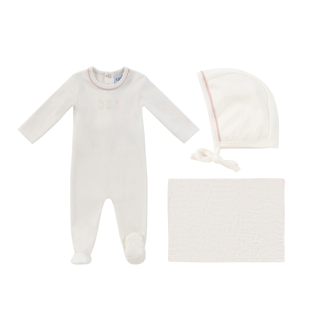 Bunny layette set - Pink