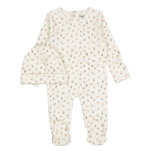 Mauve cherry footie and hat set