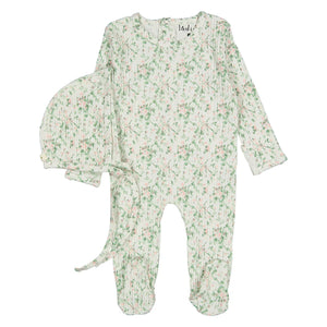 Blush bellflower footie and hat set