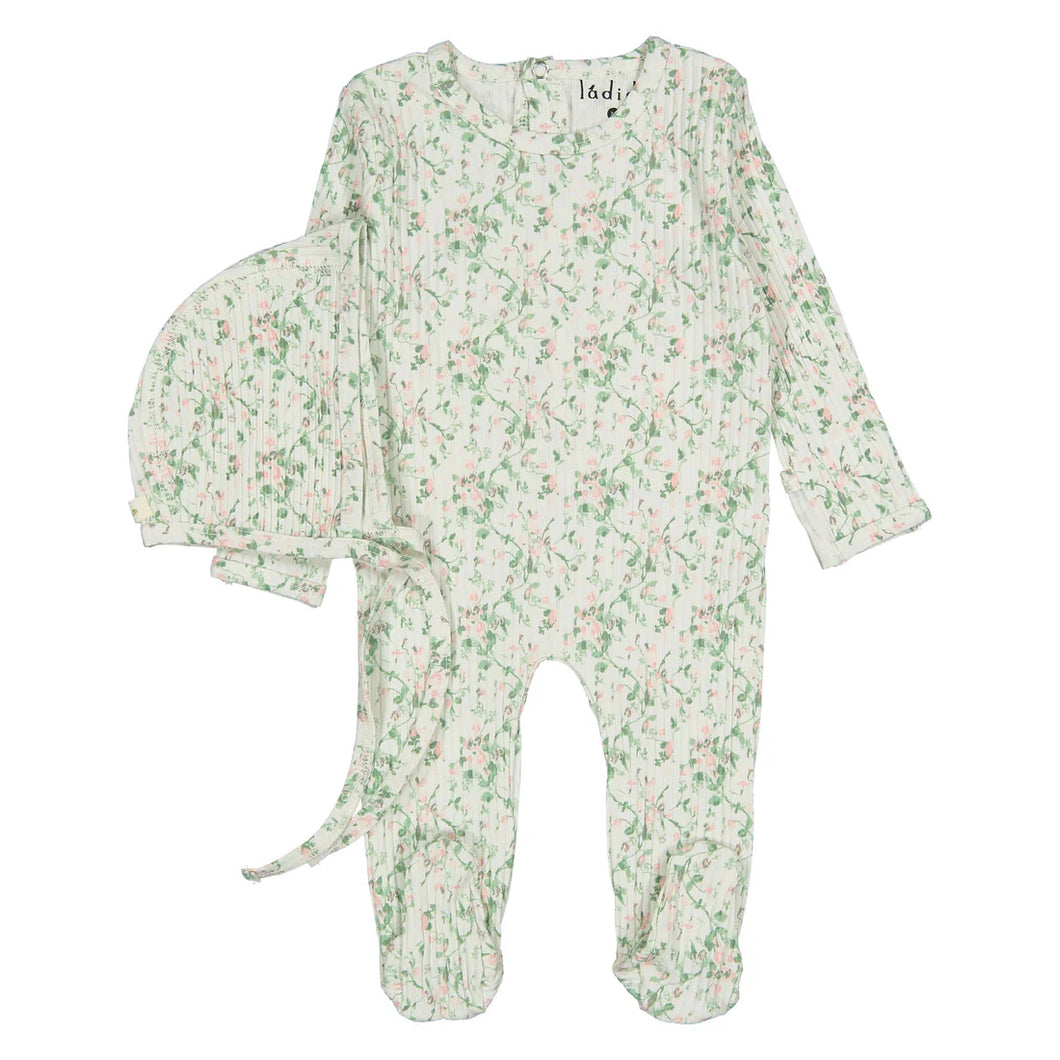 Blush bellflower footie and hat set