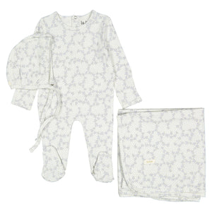 Blue vintage vine layette set