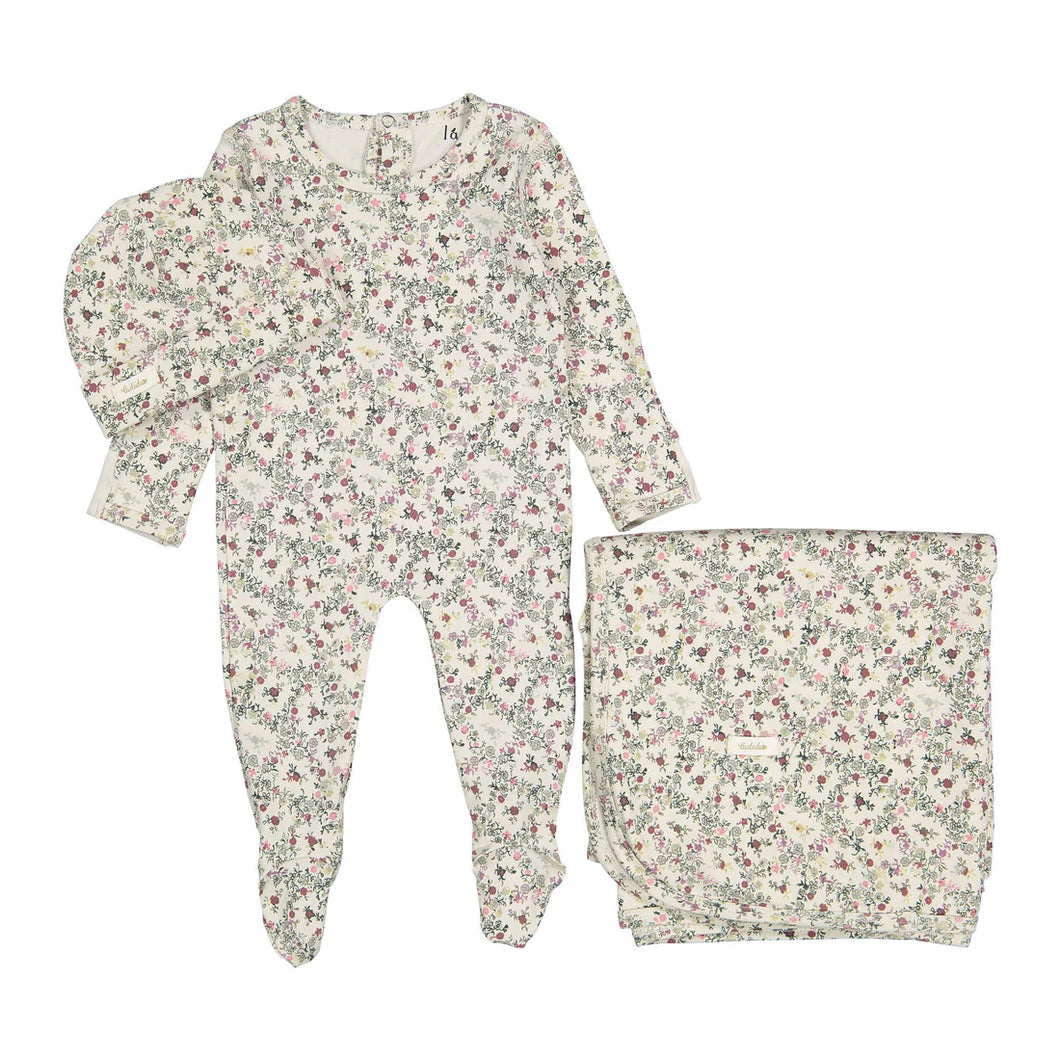Circle floral print layette set