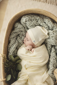 Singel hot air balloon layette set - cream/blue