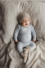 Load image into Gallery viewer, Velour patch footie set - Light blue

