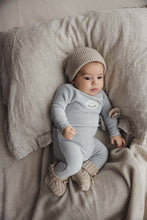 Load image into Gallery viewer, Velour patch footie set - Light blue
