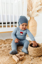 Load image into Gallery viewer, Organic french terry french boy footie and beanie - Blue
