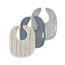 Load image into Gallery viewer, 3-Pack Bib - Linear Tulip - Ivory Blue
