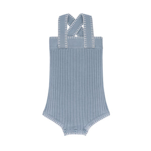 Wave collection - whip stitch knit romper - blue