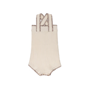 Wave collection - whip stitch knit romper - natural