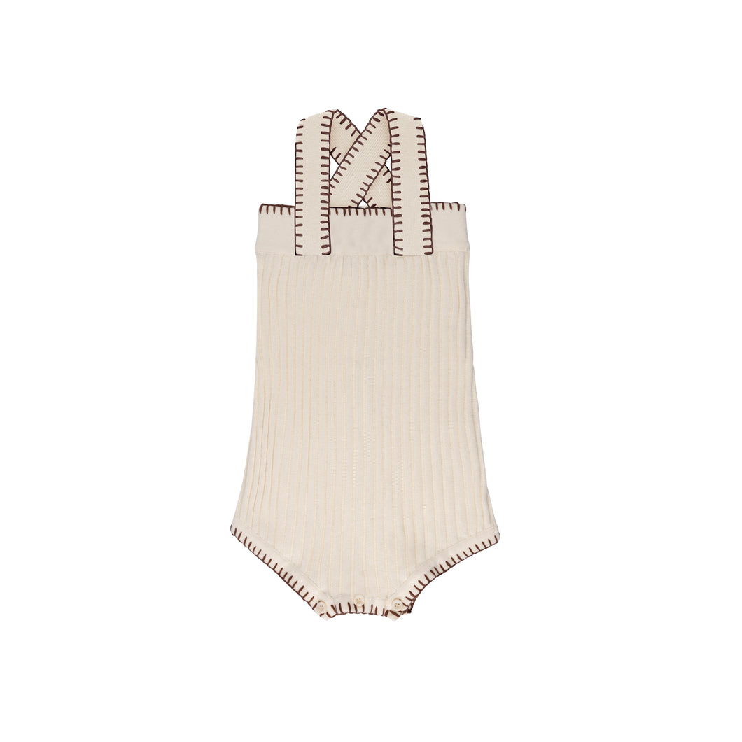 Wave collection - whip stitch knit romper - natural