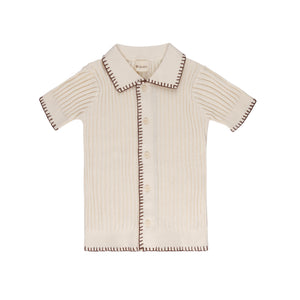 Wave collection - whip stitch knit top - natural