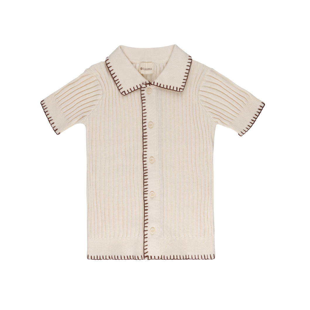 Wave collection - whip stitch knit top - natural