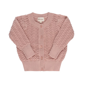 Wave collection - knit pointelle cardigan - rose