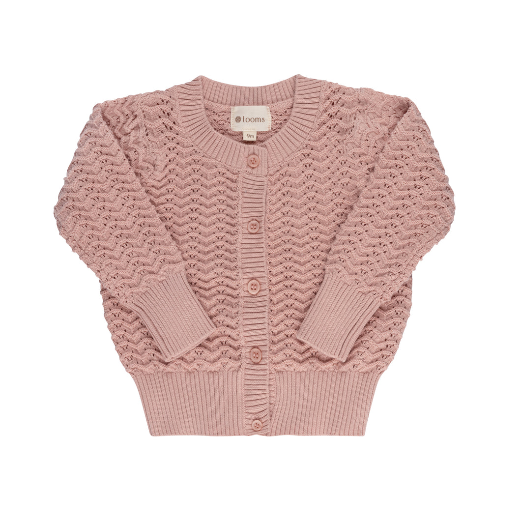 Wave collection - knit pointelle cardigan - rose