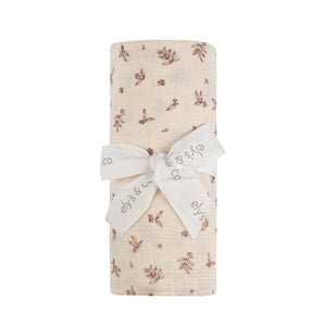 Brushed cotton elderberry leaf muslin swaddle - Brick