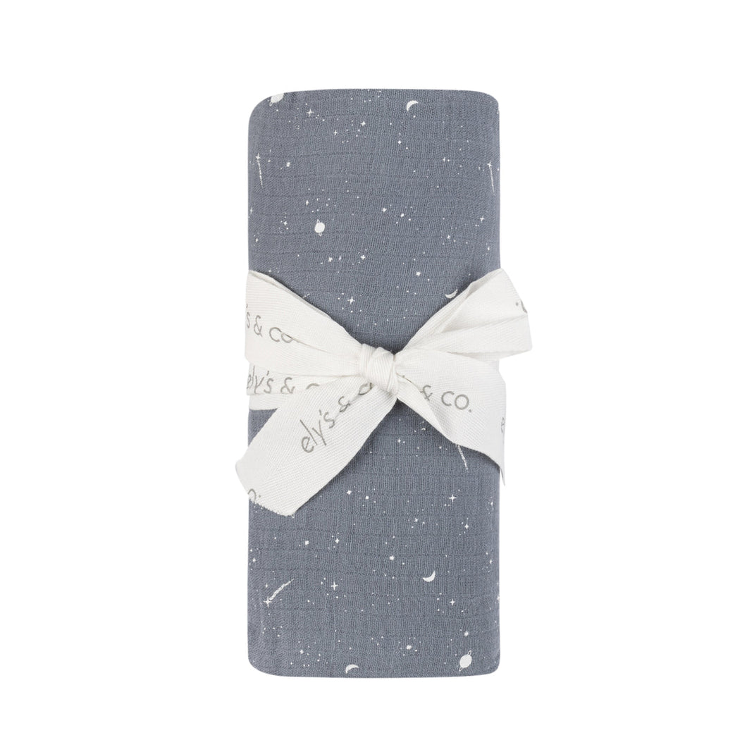 Brushed cotton celestial muslin swaddle - Slate