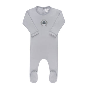 Garden floral center collection footie - blue