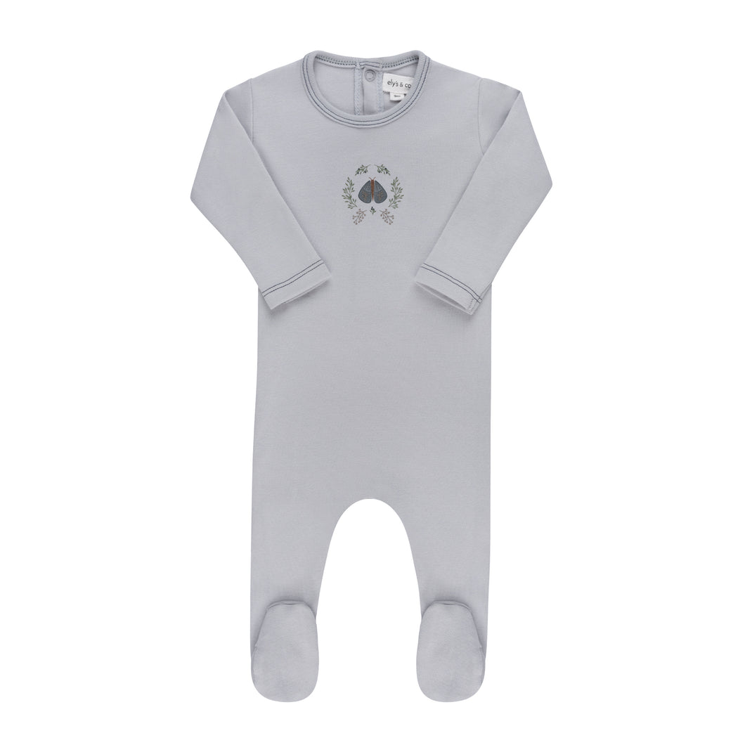 Garden floral center collection footie - blue