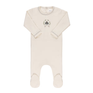 Garden floral center collection footie - ivory boy