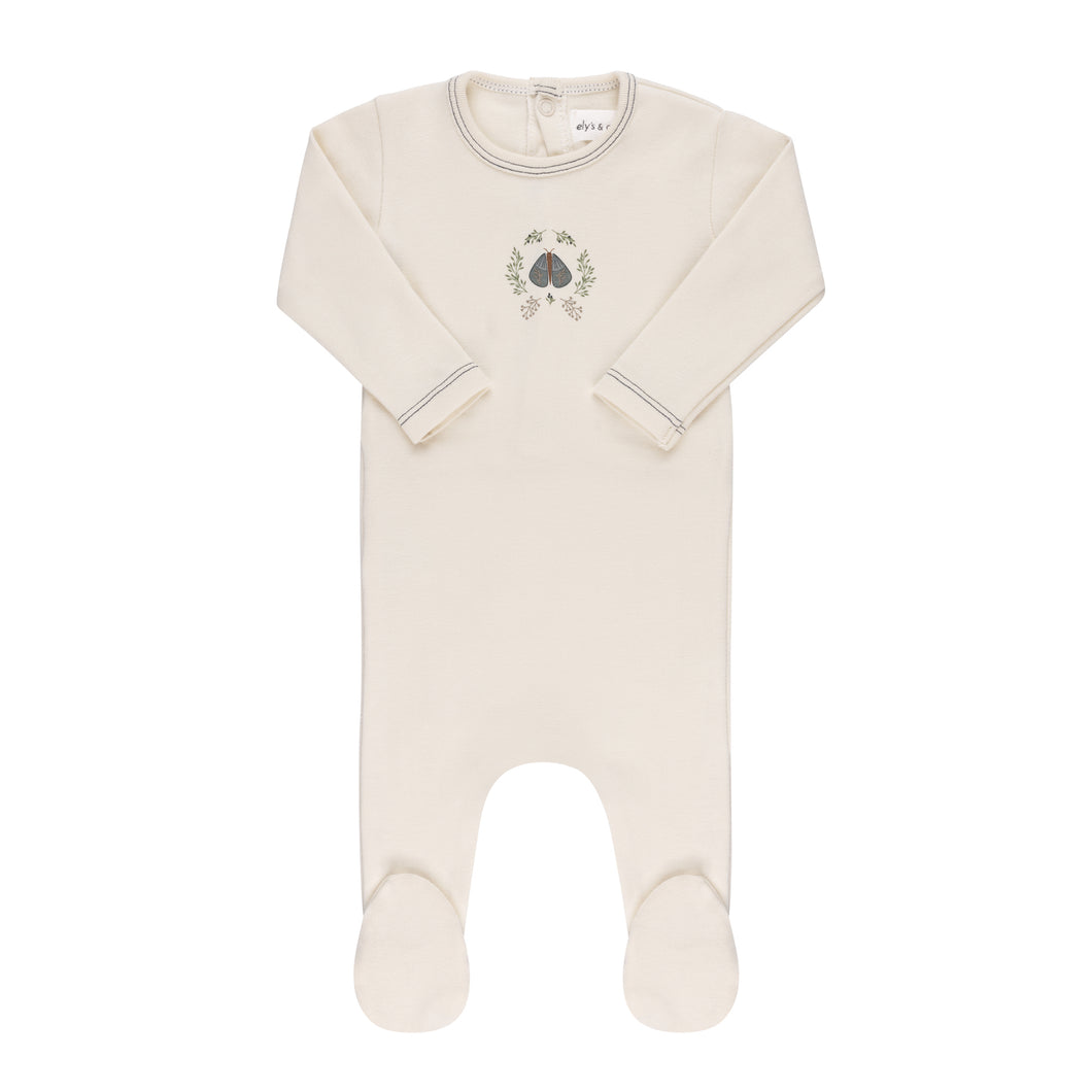 Garden floral center collection footie - ivory boy