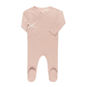 Organic amore pointelle footie and beanie - pink/rose gold