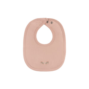 Organic cotton wide rib embroidered bib - Pink