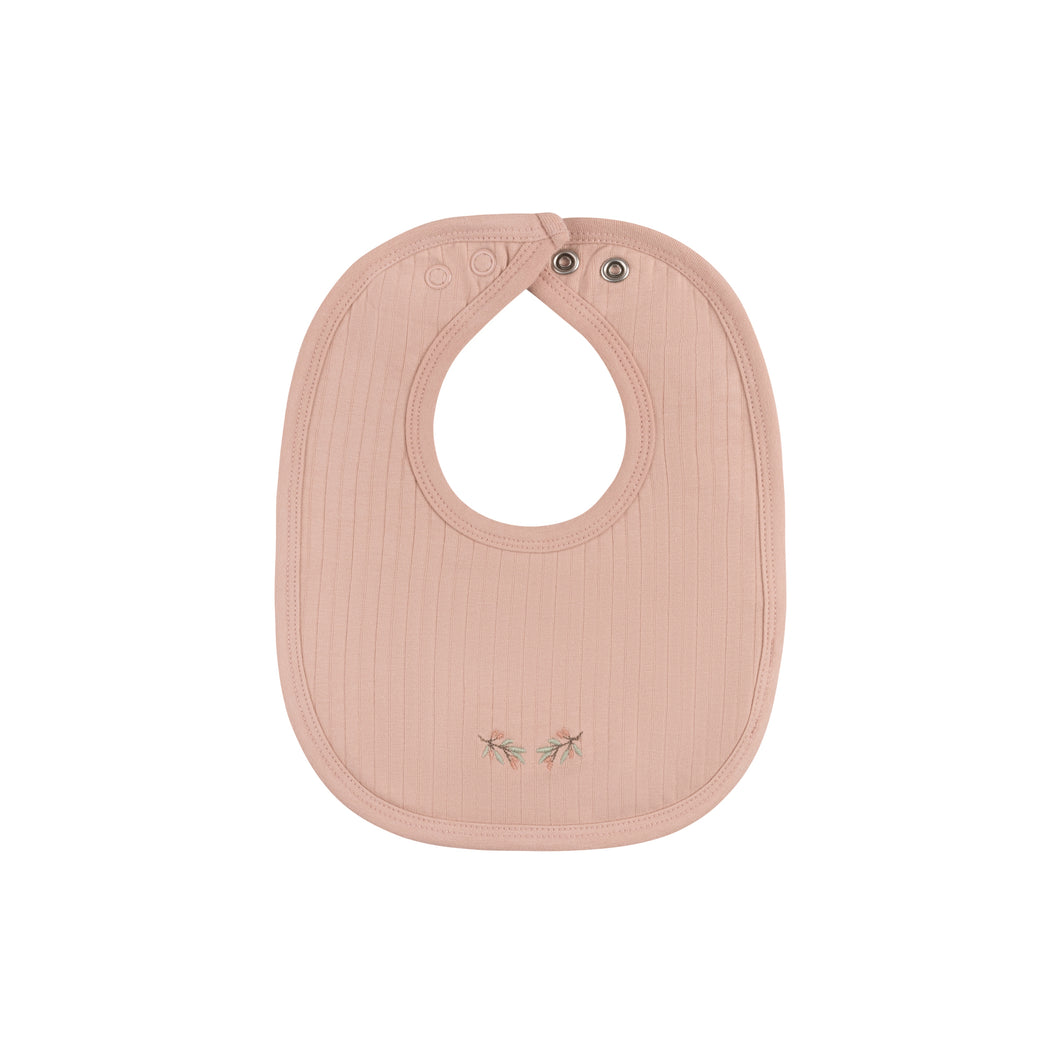 Organic cotton wide rib embroidered bib - Pink