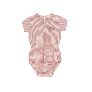 Metallic stripe romper - pink