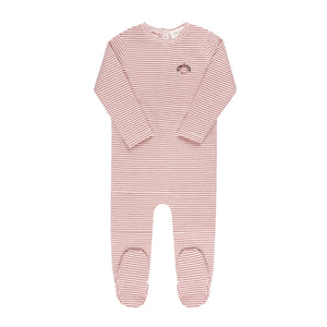 Metallic stripe collection footie - pink
