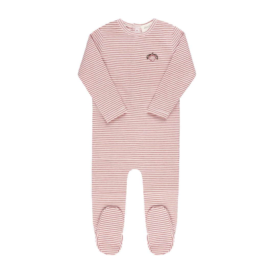 Metallic stripe collection footie - pink