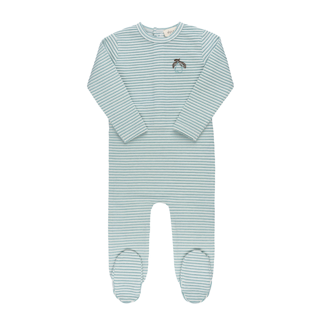 Metallic stripe collection footie - blue