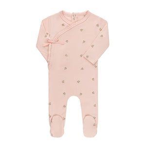 Embroidered collection footie - pink/tulip