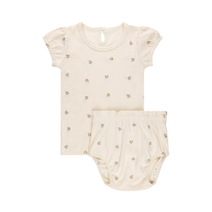 Embroidred collection 2 pc set - Ivory tulip